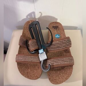 Reef women’s Brown Woven Double-Strap Cork Slides